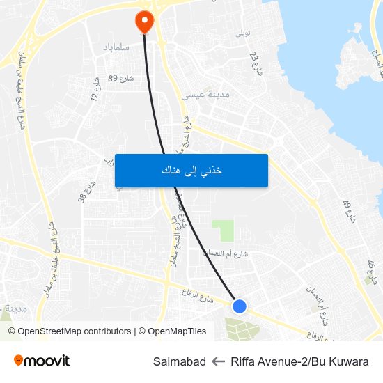 Riffa Avenue-2/Bu Kuwara to Salmabad map