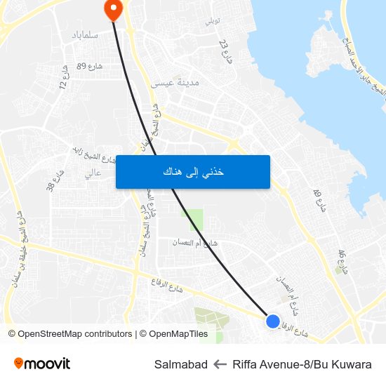 Riffa Avenue-8/Bu Kuwara to Salmabad map