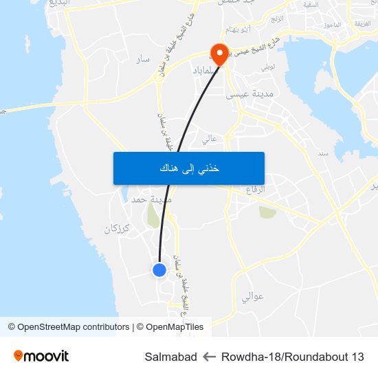 Rowdha-18/Roundabout 13 to Salmabad map