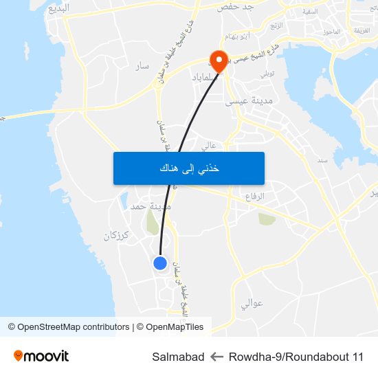 Rowdha-9/Roundabout 11 to Salmabad map