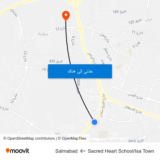 Sacred Heart School/Isa Town to Salmabad map