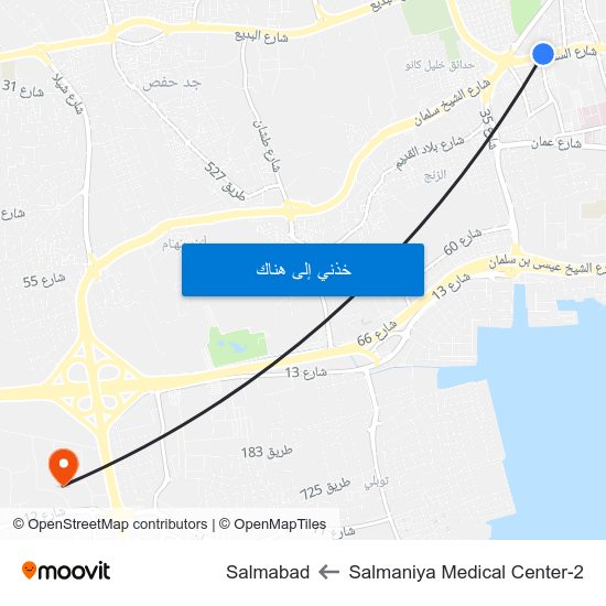 Salmaniya Medical Center-2 to Salmabad map