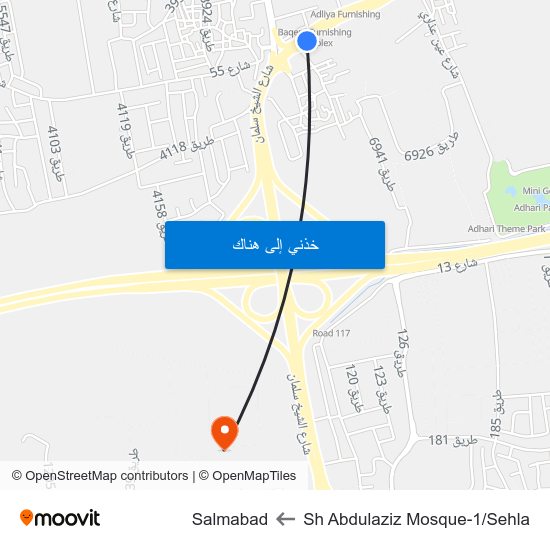 Sh Abdulaziz Mosque-1/Sehla to Salmabad map