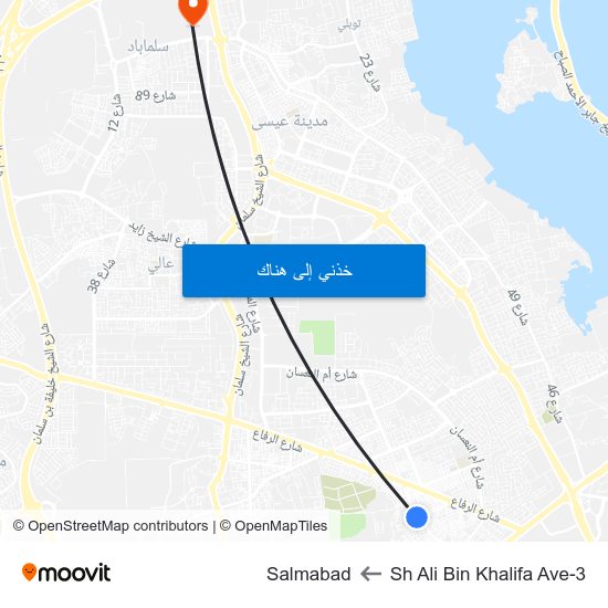 Sh Ali Bin Khalifa Ave-3 to Salmabad map