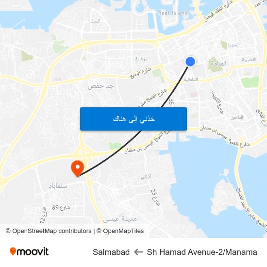 Sh Hamad Avenue-2/Manama to Salmabad map