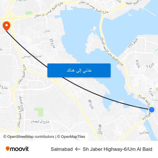 Sh Jaber Highway-6/Um Al Baid to Salmabad map