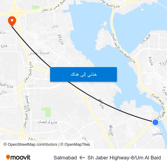 Sh Jaber Highway-8/Um Al Baid to Salmabad map