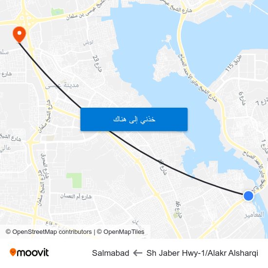 Sh Jaber Hwy-1/Alakr Alsharqi to Salmabad map