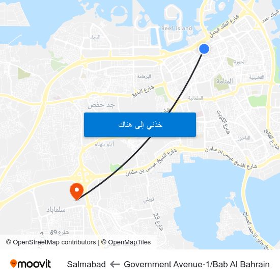 Government Avenue-1/Bab Al Bahrain to Salmabad map