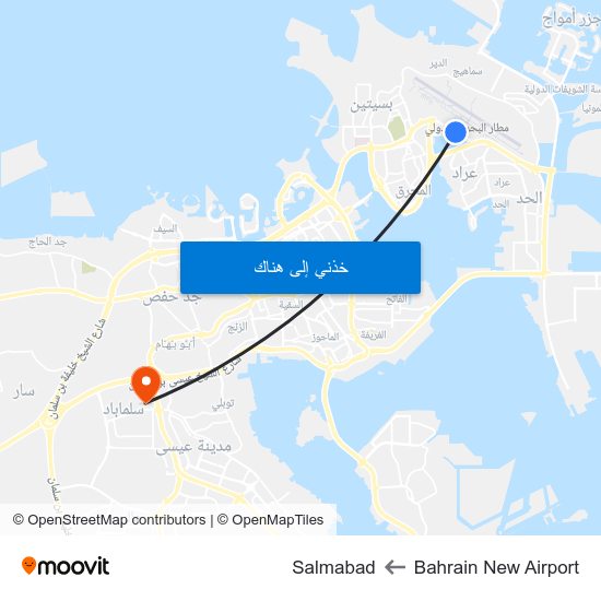 Bahrain New Airport to Salmabad map