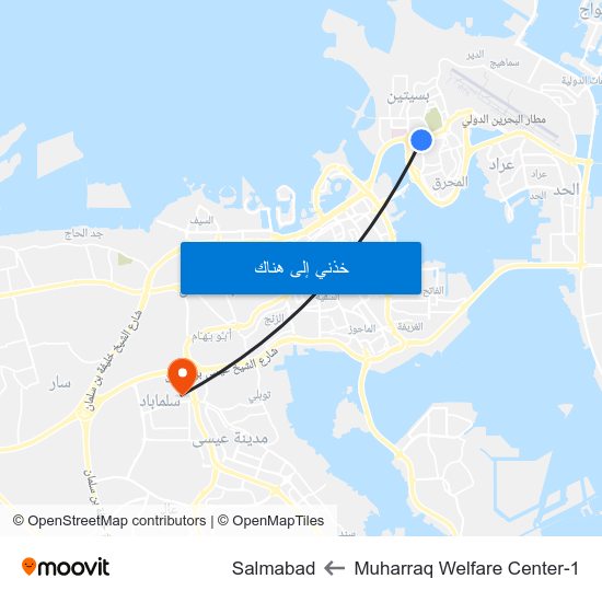 Muharraq Welfare Center-1 to Salmabad map
