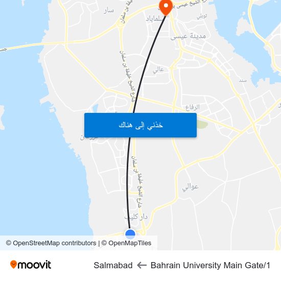 Bahrain University Main Gate/1 to Salmabad map