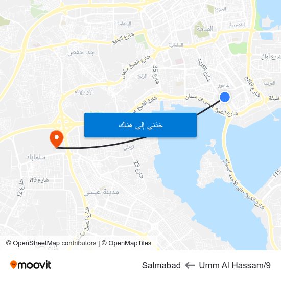 Umm Al Hassam/9 to Salmabad map