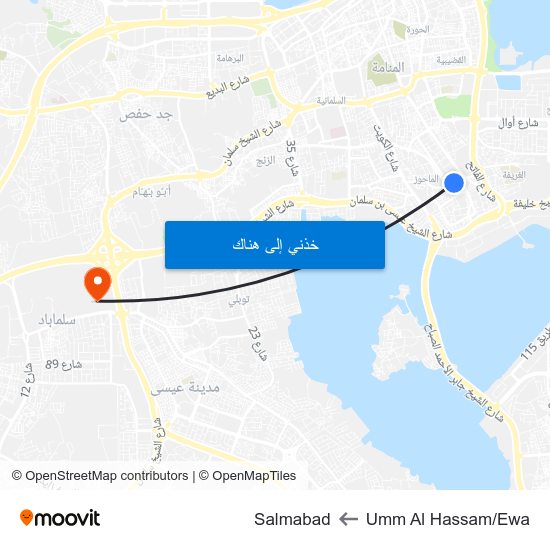 Umm Al Hassam/Ewa to Salmabad map