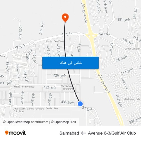 Avenue 6-3/Gulf Air Club to Salmabad map