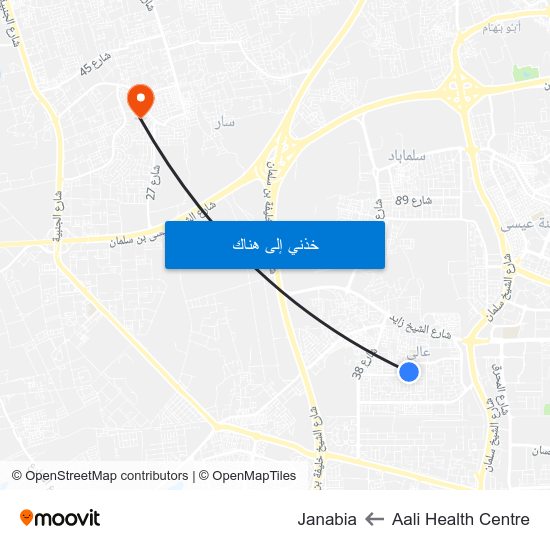 Aali Health Centre to Janabia map