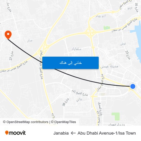 Abu Dhabi Avenue-1/Isa Town to Janabia map