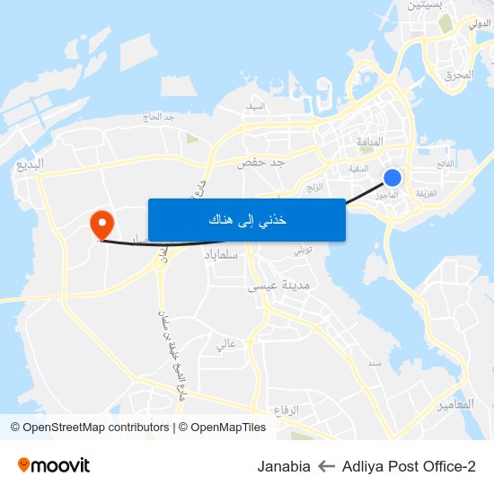 Adliya Post Office-2 to Janabia map