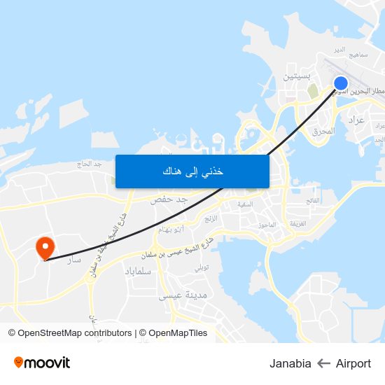 Airport to Janabia map