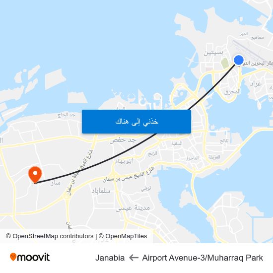 Airport Avenue-3/Muharraq Park to Janabia map