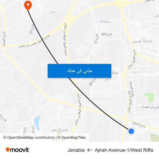 Ajirah Avenue-1/West Riffa to Janabia map