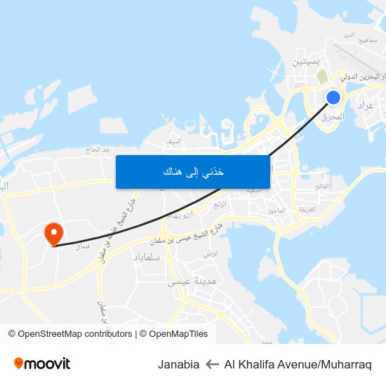 Al Khalifa Avenue/Muharraq to Janabia map