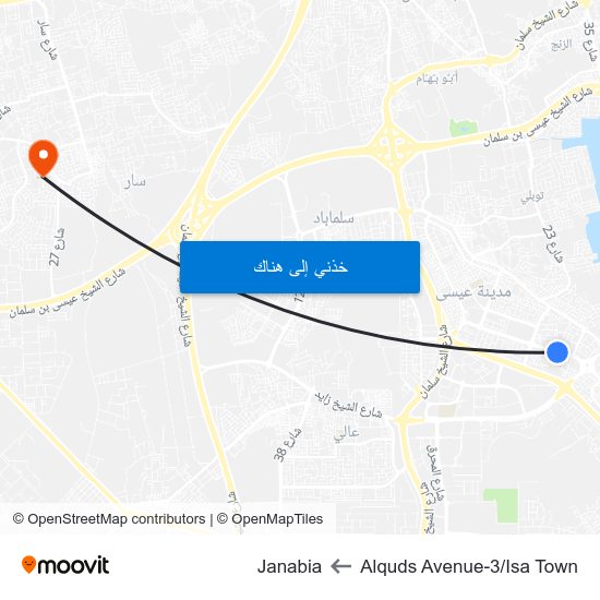 Alquds Avenue-3/Isa Town to Janabia map