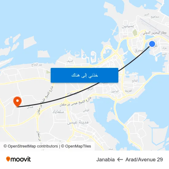 Arad/Avenue 29 to Janabia map