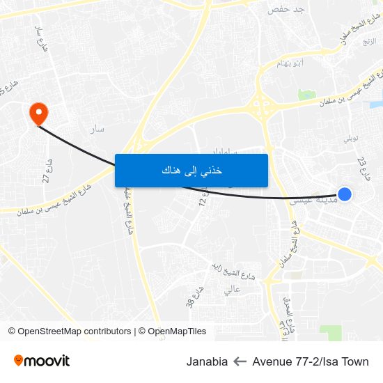 Avenue 77-2/Isa Town to Janabia map