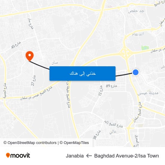 Baghdad Avenue-2/Isa Town to Janabia map