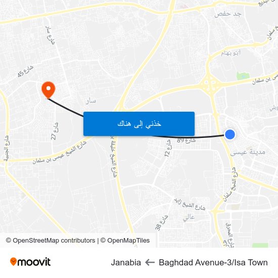 Baghdad Avenue-3/Isa Town to Janabia map