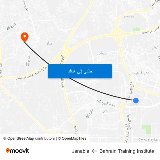 Bahrain Training Institute to Janabia map