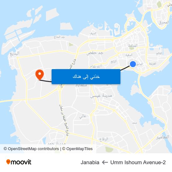 Umm Ishoum Avenue-2 to Janabia map
