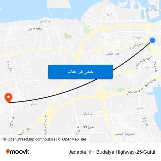 Budaiya Highway-25/Guful to Janabia map