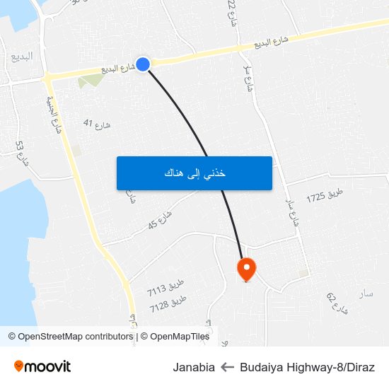 Budaiya Highway-8/Diraz to Janabia map