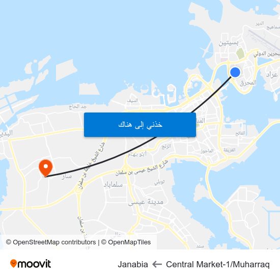 Central Market-1/Muharraq to Janabia map