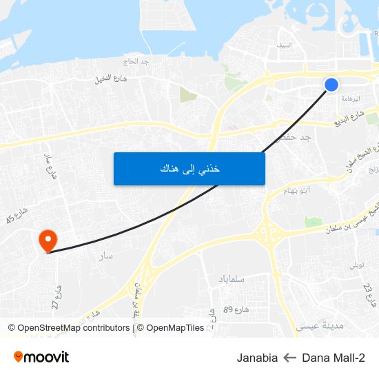 Dana Mall-2 to Janabia map