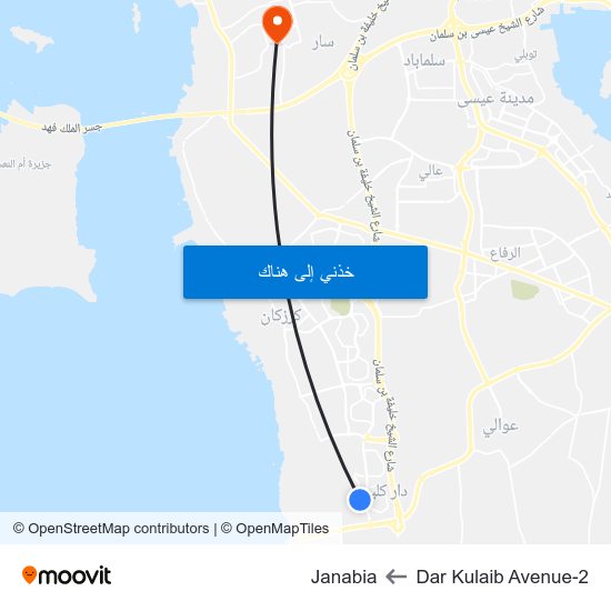 Dar Kulaib Avenue-2 to Janabia map