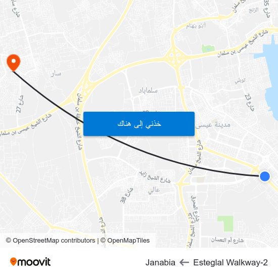 Esteglal Walkway-2 to Janabia map