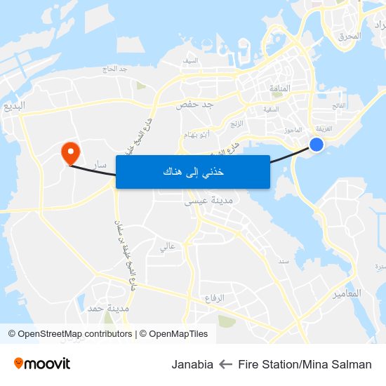 Fire Station/Mina Salman to Janabia map