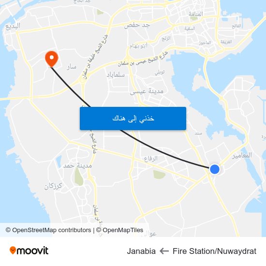 Fire Station/Nuwaydrat to Janabia map