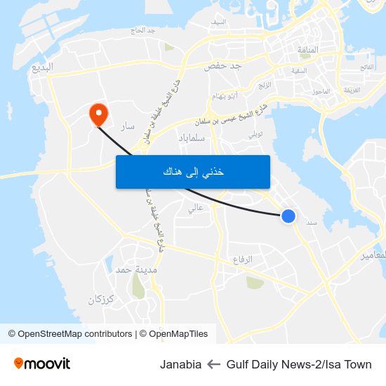 Gulf Daily News-2/Isa Town to Janabia map
