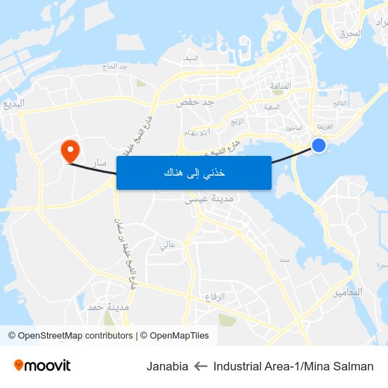 Industrial Area-1/Mina Salman to Janabia map