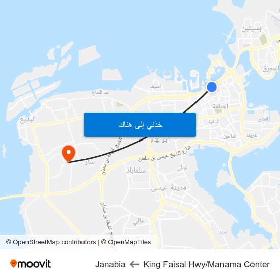 King Faisal Hwy/Manama Center to Janabia map
