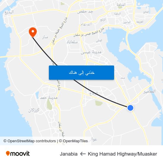King Hamad Highway/Muasker to Janabia map