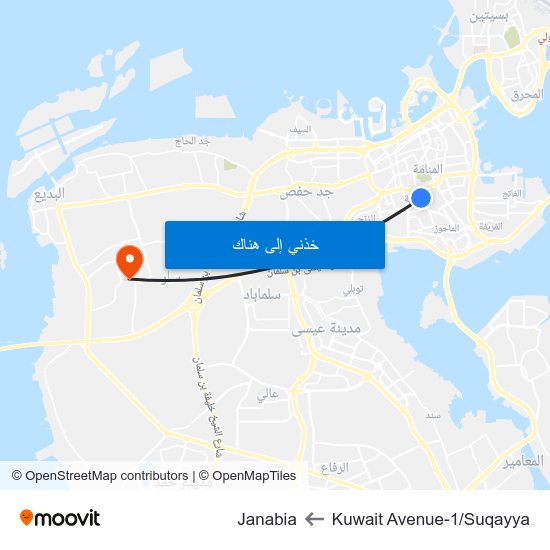 Kuwait Avenue-1/Suqayya to Janabia map