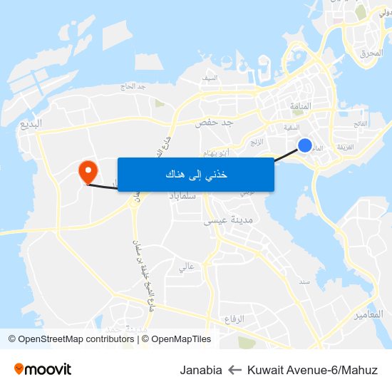 Kuwait Avenue-6/Mahuz to Janabia map