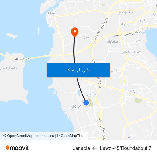 Lawzi-45/Roundabout 7 to Janabia map