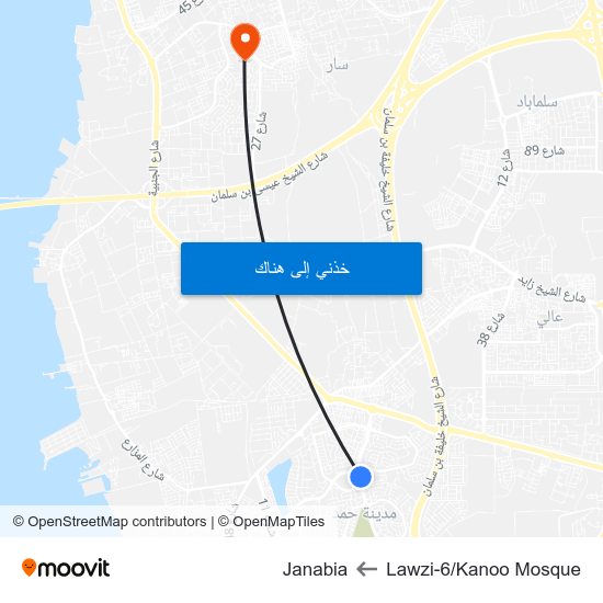 Lawzi-6/Kanoo Mosque to Janabia map
