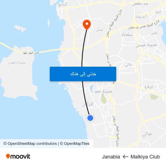 Malkiya Club to Janabia map